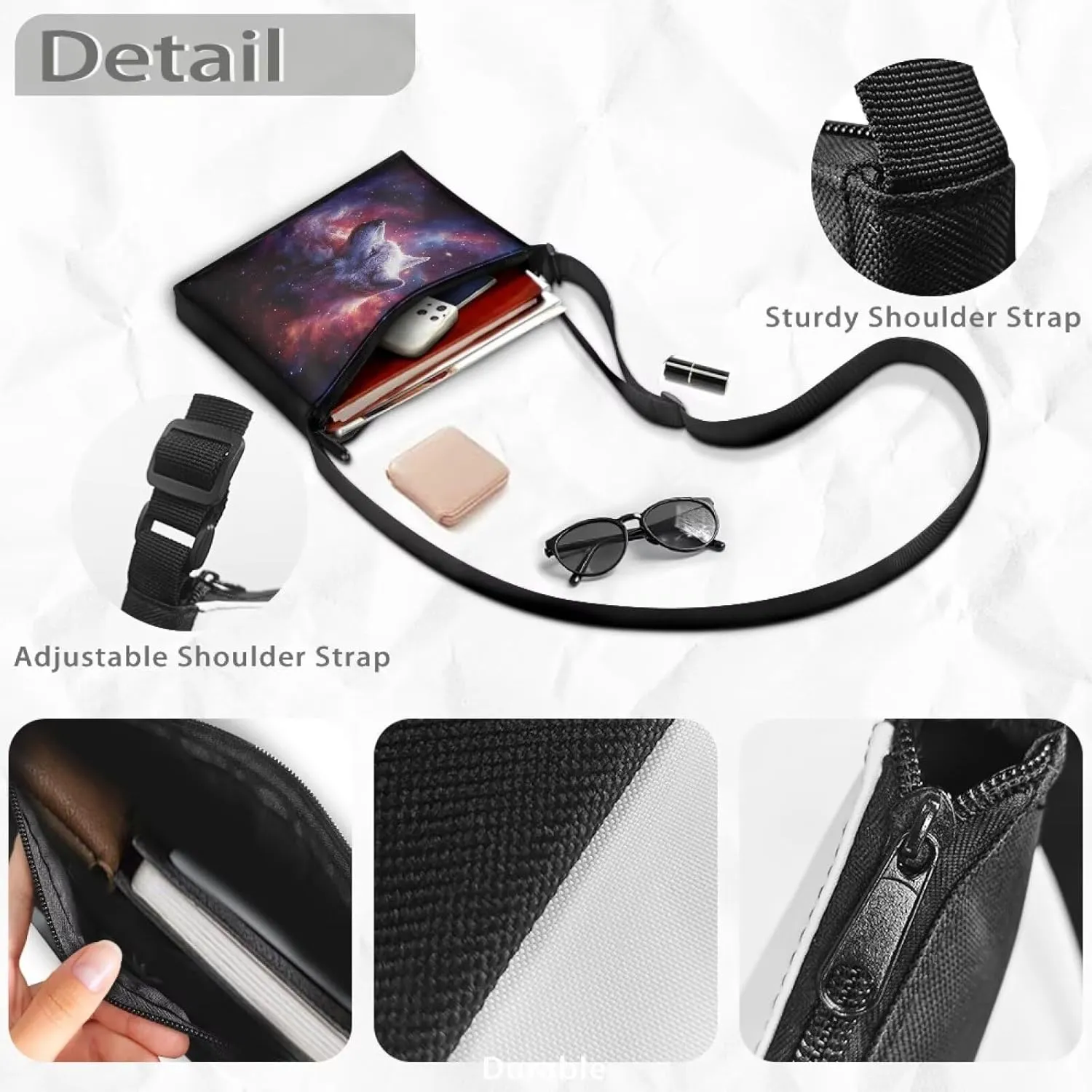 Small Shoulder Bag for Women ＆ Men Adjustable Crossbody Bag with Zipper Closure Trendy Sling Bag for Travel Sports