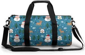 Snowman Santa Christmas Pattern Novelty Large Duffel Bag Lightweight Gym Bag Travel Tote Bags