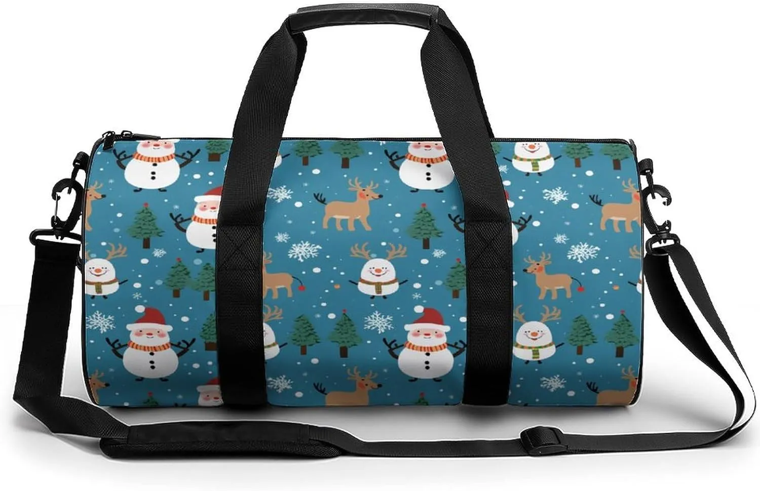 Snowman Santa Christmas Pattern Novelty Large Duffel Bag Lightweight Gym Bag Travel Tote Bags