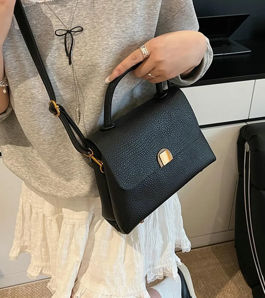 Solid Color Soft PU Leather Small Square Bags Trendy Light Handbag Commuter Travel Cross Body Bag for Women 2025