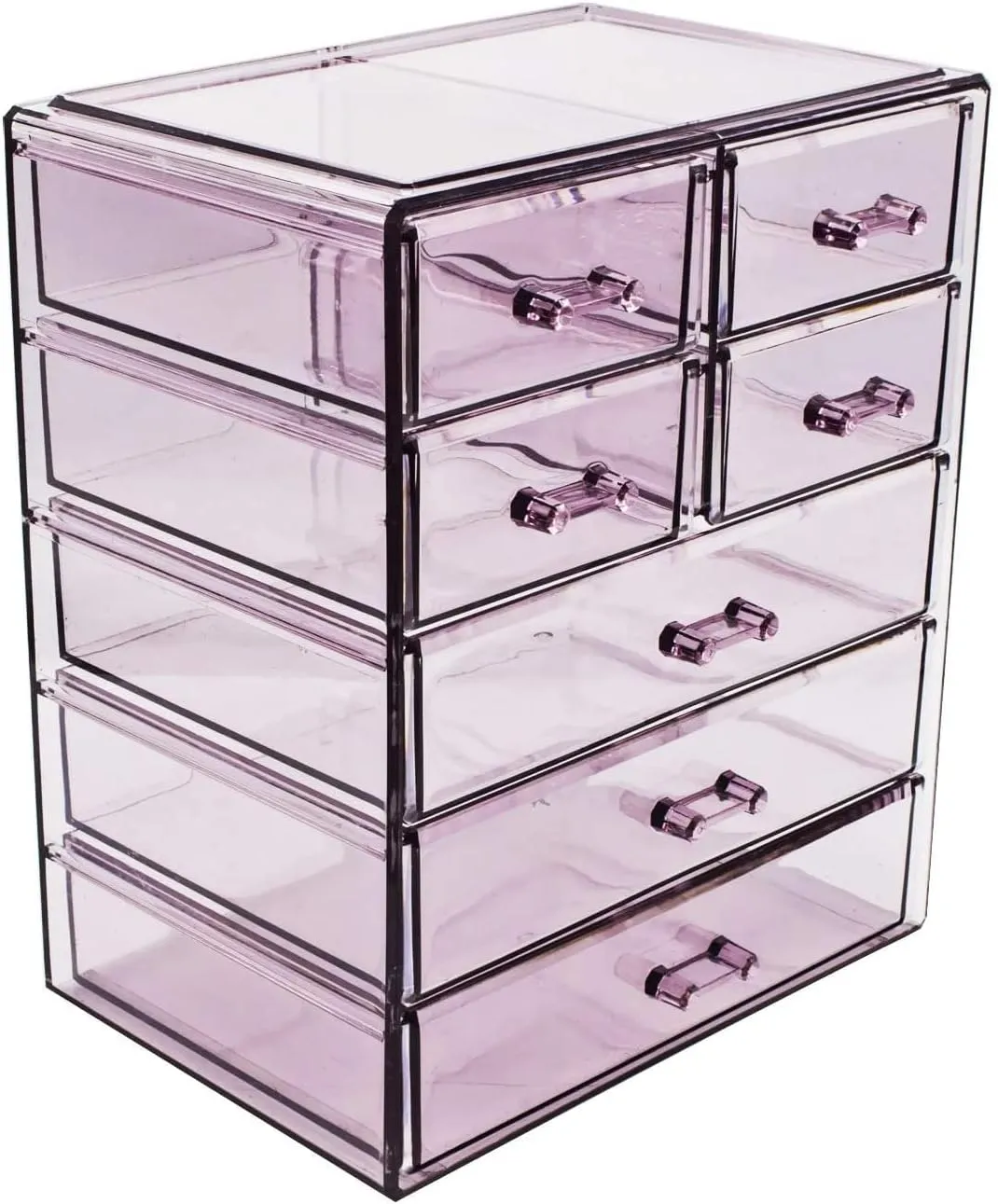 Sorbus Acrylic Makeup Organizer - Organization and Storage Case for Cosmetics Make Up & Jewelry - Big Clear Makeup Organizer for Vanity, Bathroom, College Dorm, Closet, Desk (3 Large, 4 Small Drawers)