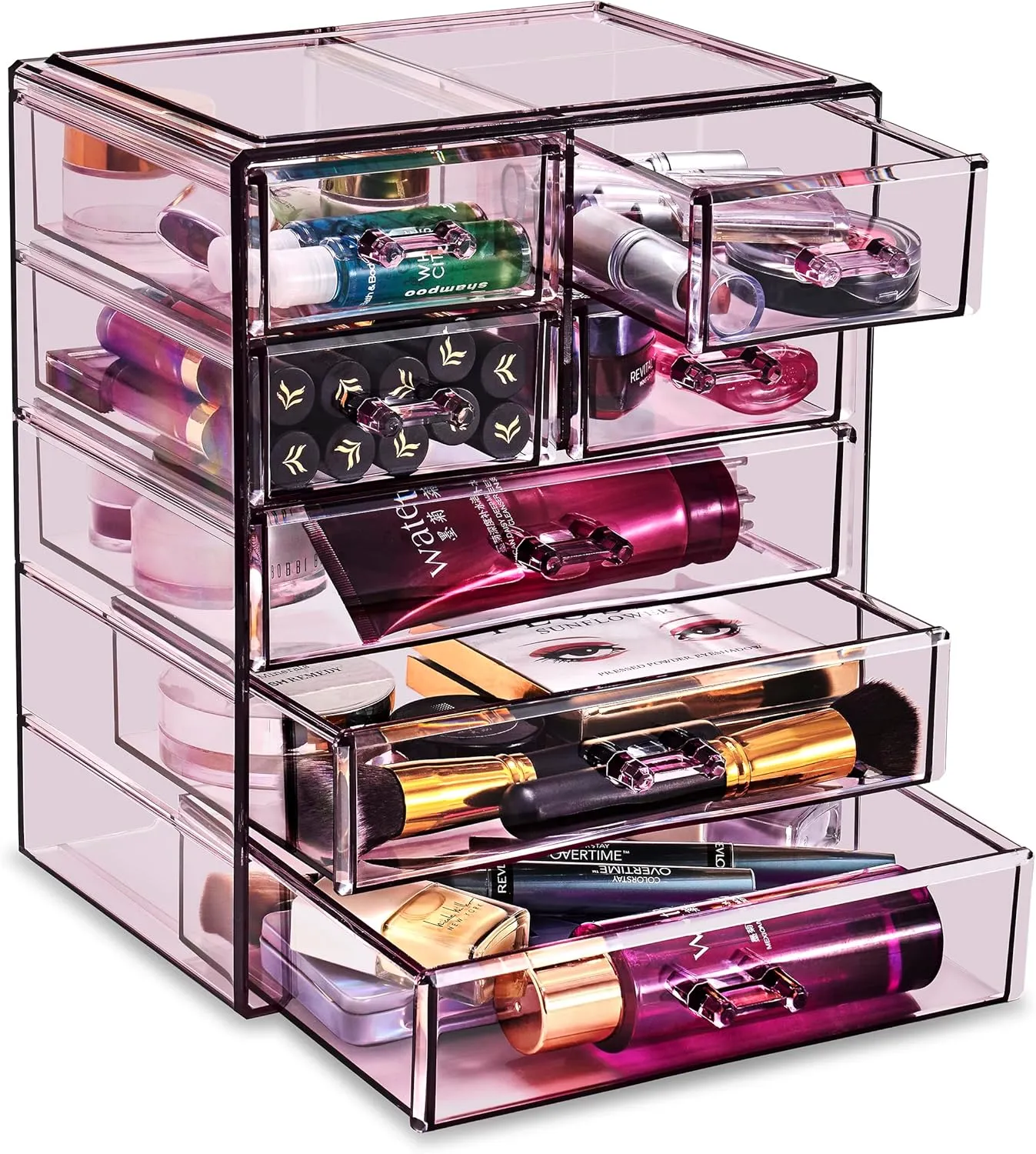 Sorbus Acrylic Makeup Organizer - Organization and Storage Case for Cosmetics Make Up & Jewelry - Big Clear Makeup Organizer for Vanity, Bathroom, College Dorm, Closet, Desk (3 Large, 4 Small Drawers)