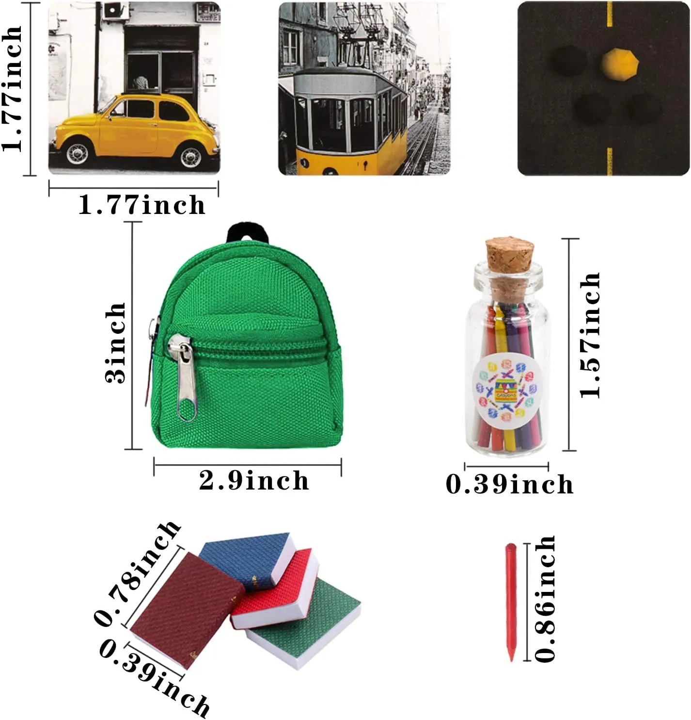SOTOGO 31 Pieces Doll Accessories Include 10 Pieces Mini Doll Backpacks Mini Doll Bag Cute Zipper Backpack Mini Books Backpacks and 21 Pieces Miniatures Doll Books for Doll Accessories