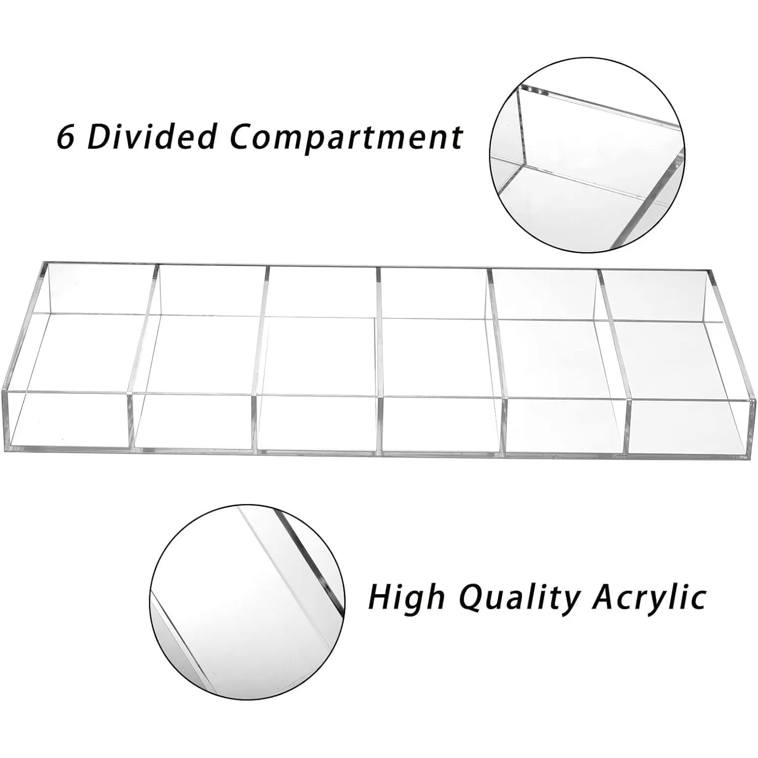 SOUJOY 2 Pack Acrylic Sunglasses Organizer, 6 Slot Clear Eyeglasses Storage Case, Stackable Eyewear Display Tray for Sunglasses, Fashion Eye Wear, Protective Glasses