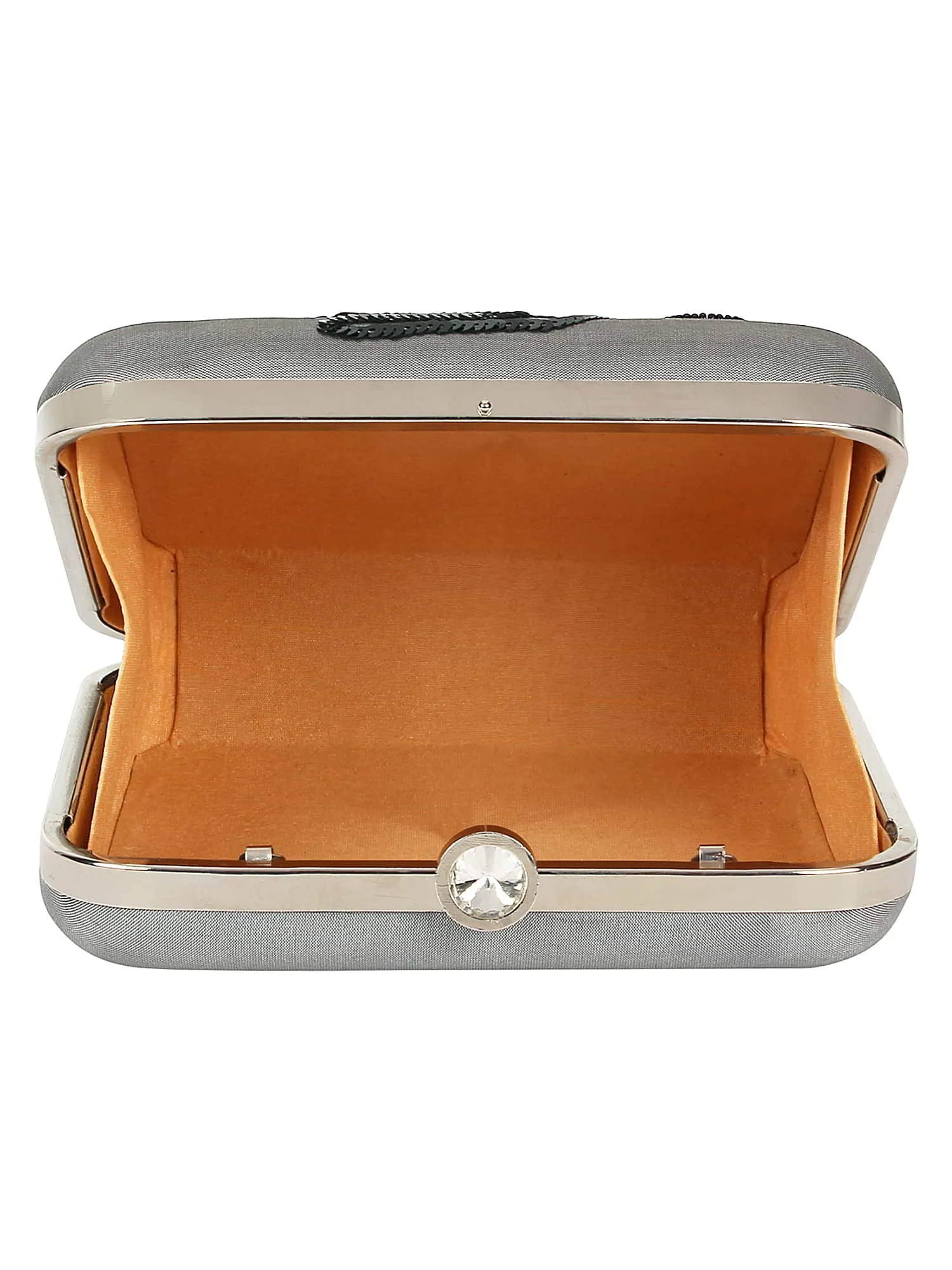 Spiffy Sequines Embellished Faux Silk Box Clutch