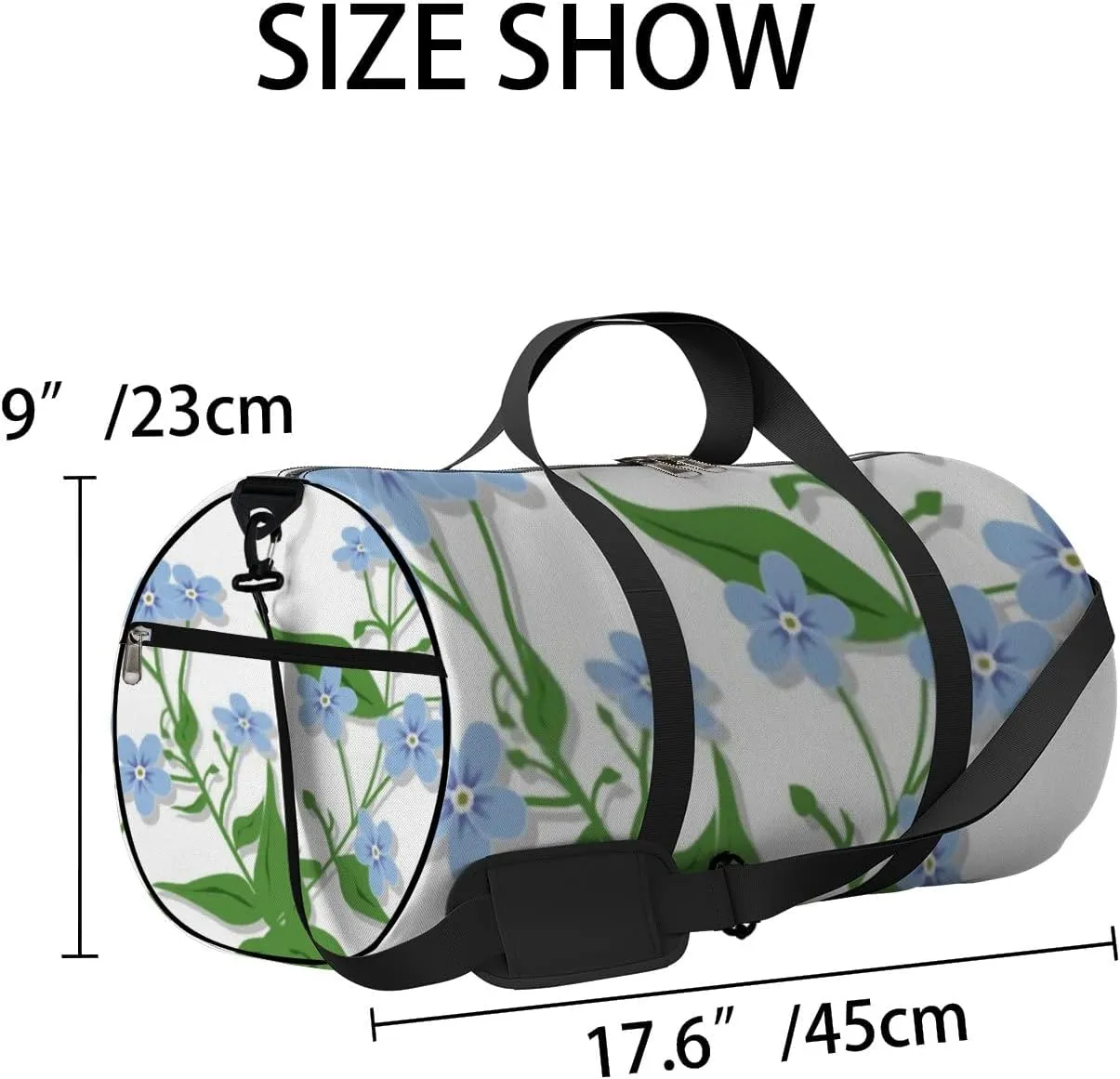 Sports Gym Bag for Women and Men Waterproof 2d Spring Flower Blue Duffel Bag Lightweight Carryon Traveling Boarding Gripsack