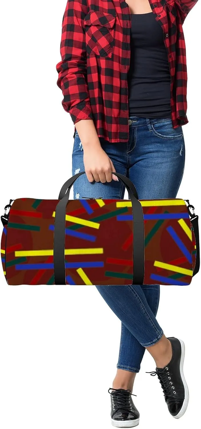Sports Gym Bag for Women and Men Waterproof Abstract Pattern Colorful Duffel Bag Lightweight Carryon Traveling Boarding Gripsack