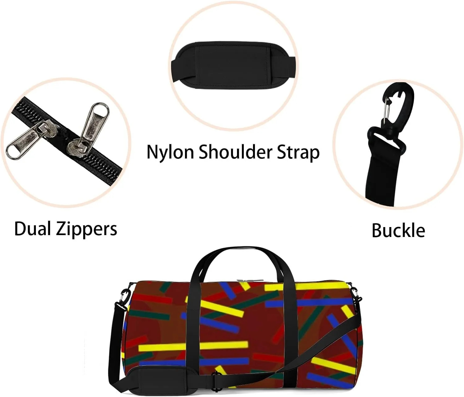 Sports Gym Bag for Women and Men Waterproof Abstract Pattern Colorful Duffel Bag Lightweight Carryon Traveling Boarding Gripsack