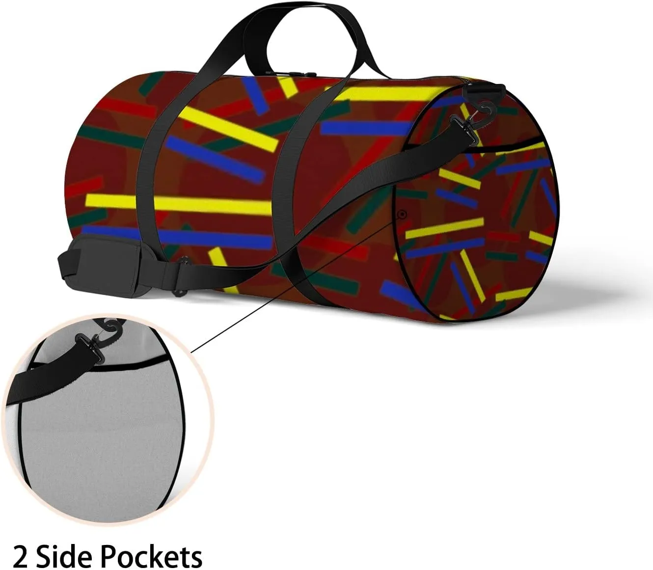 Sports Gym Bag for Women and Men Waterproof Abstract Pattern Colorful Duffel Bag Lightweight Carryon Traveling Boarding Gripsack