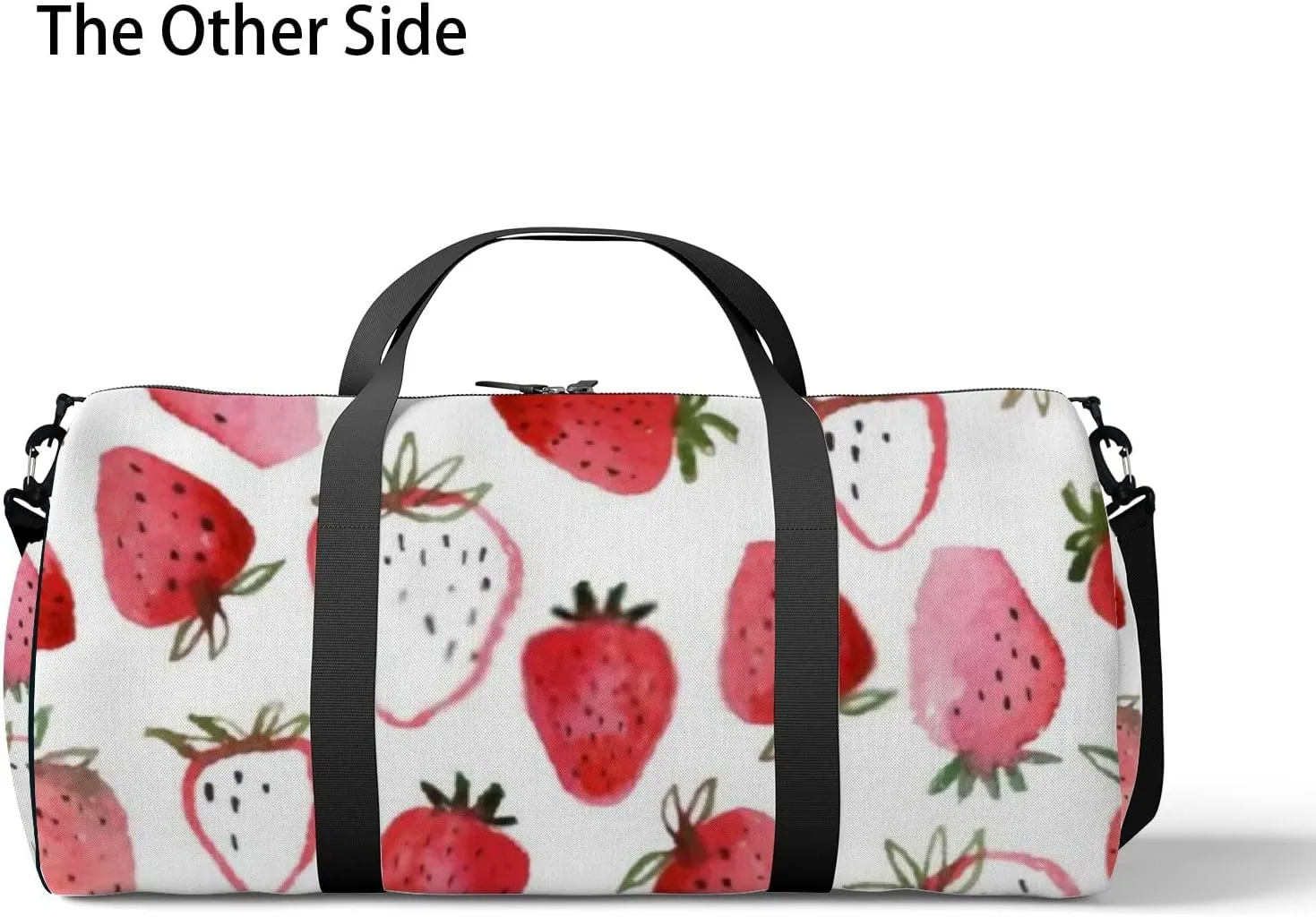Sports Gym Bag for Women and Men Waterproof Abstract Watercolor Strawberries White Duffel Bag Lightweight Carryon Traveling Boarding Gripsack