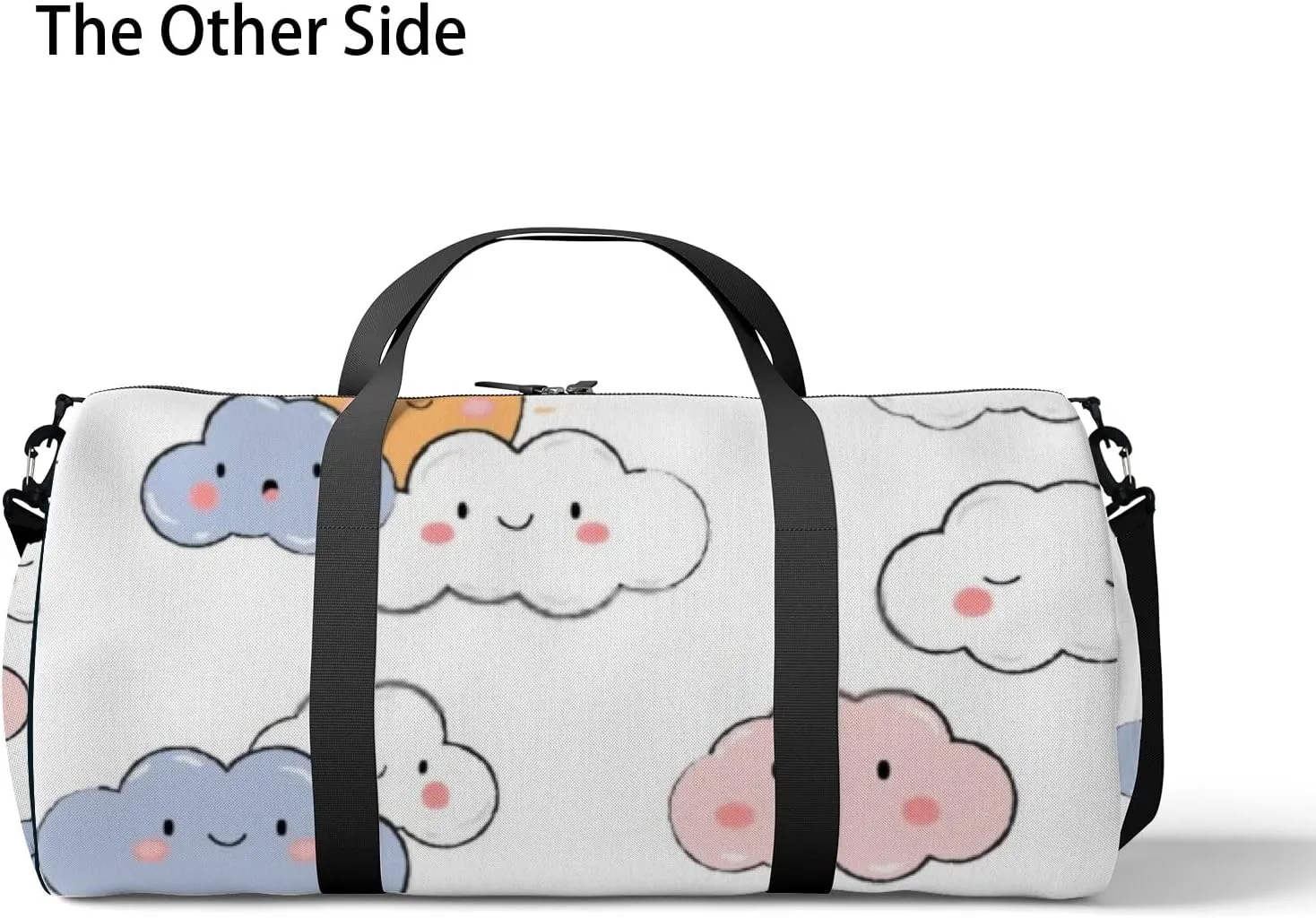 Sports Gym Bag for Women and Men Waterproof Adorable Kawaii Sky Cloud Pastel Color Cartoon Doodle Duffel Bag Lightweight Carryon Traveling Boarding Gripsack