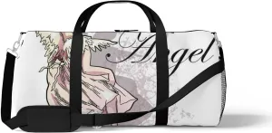 Sports Gym Bag for Women and Men Waterproof Angel Girl White Duffel Bag Lightweight Carryon Traveling Boarding Gripsack