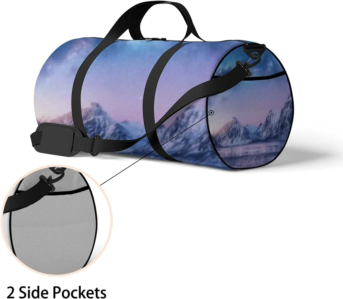 Sports Gym Bag for Women and Men Waterproof Arctic Landscape Blue Starry Sky Milky Way Duffel Bag Lightweight Carryon Traveling Boarding Gripsack