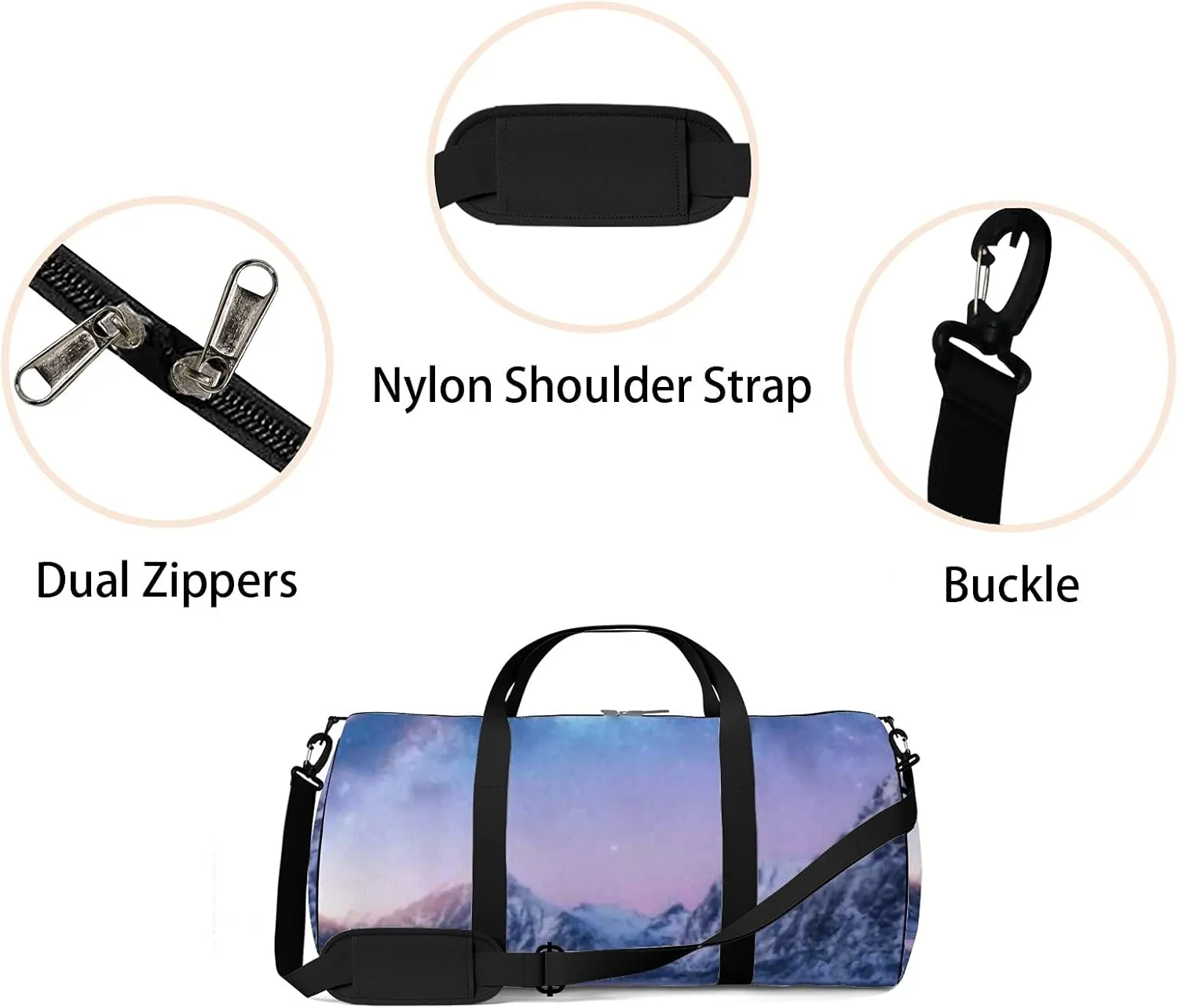 Sports Gym Bag for Women and Men Waterproof Arctic Landscape Blue Starry Sky Milky Way Duffel Bag Lightweight Carryon Traveling Boarding Gripsack