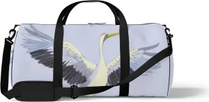 Sports Gym Bag for Women and Men Waterproof Bird Crane White Duffel Bag Lightweight Carryon Traveling Boarding Gripsack