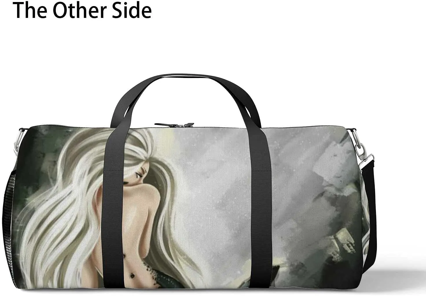 Sports Gym Bag for Women and Men Waterproof Black Mermaid Duffel Bag Lightweight Carryon Traveling Boarding Gripsack