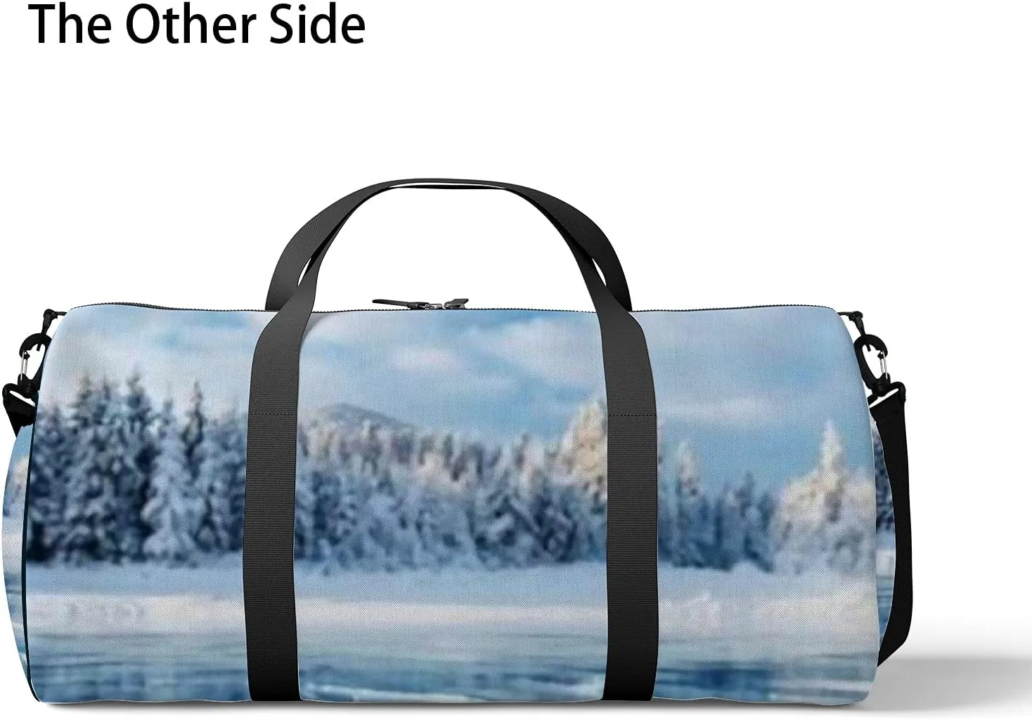 Sports Gym Bag for Women and Men Waterproof Blue Ice Cracks Winter Snowing Duffel Bag Lightweight Carryon Traveling Boarding Gripsack