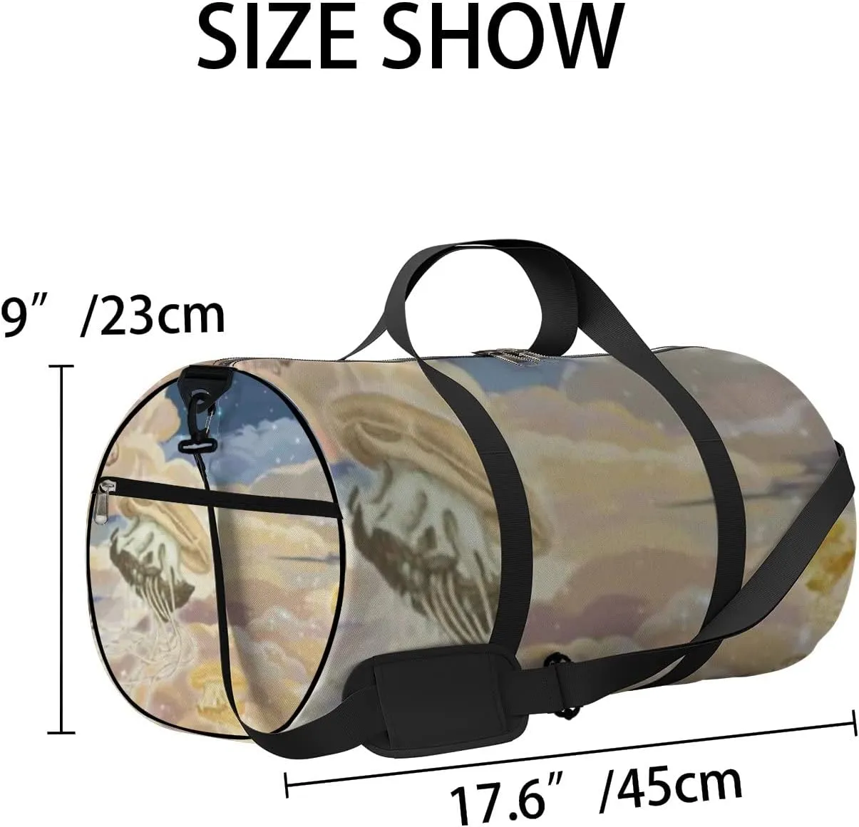 Sports Gym Bag for Women and Men Waterproof Bright Colourful Sky Duffel Bag Lightweight Carryon Traveling Boarding Gripsack