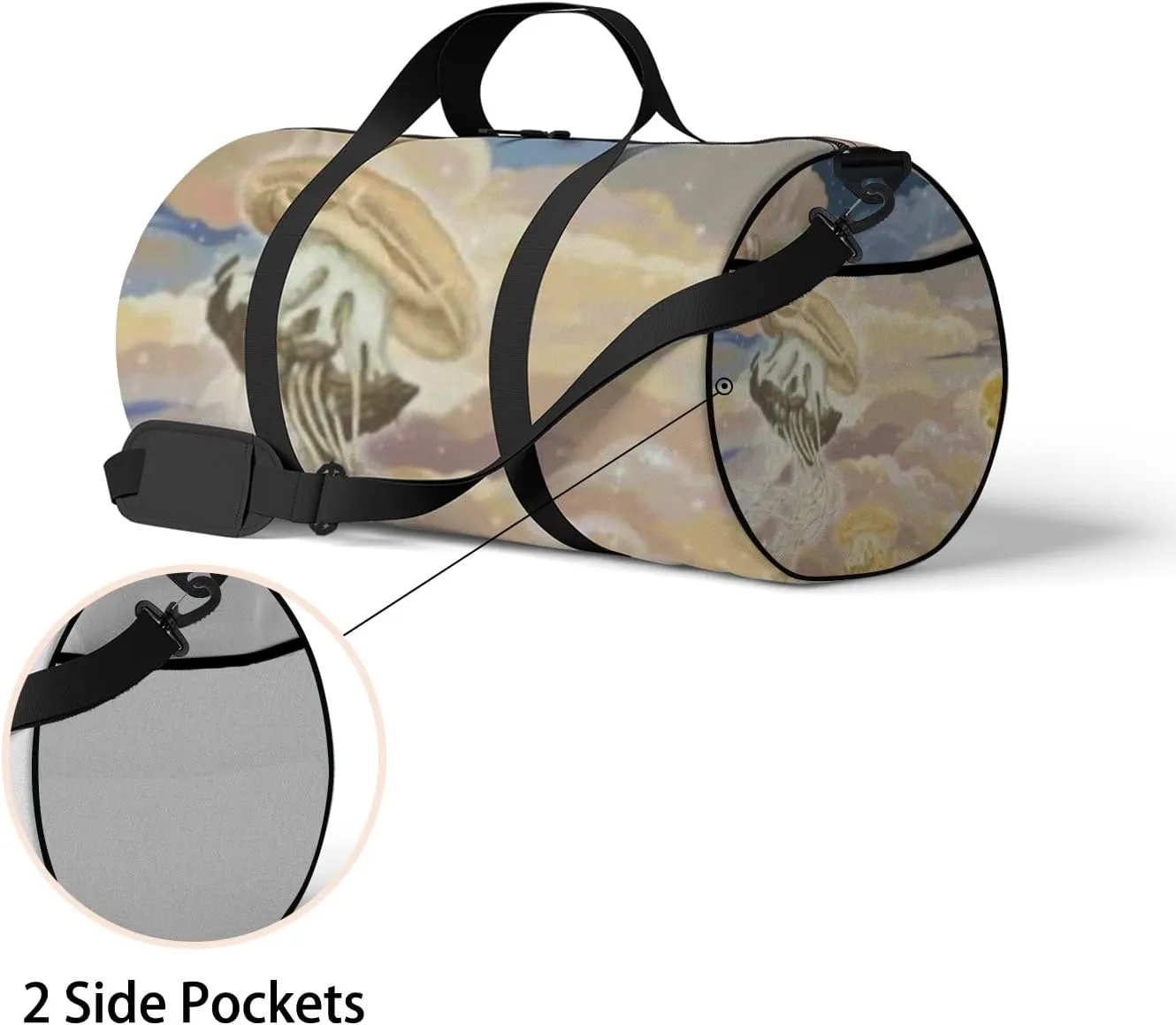 Sports Gym Bag for Women and Men Waterproof Bright Colourful Sky Duffel Bag Lightweight Carryon Traveling Boarding Gripsack