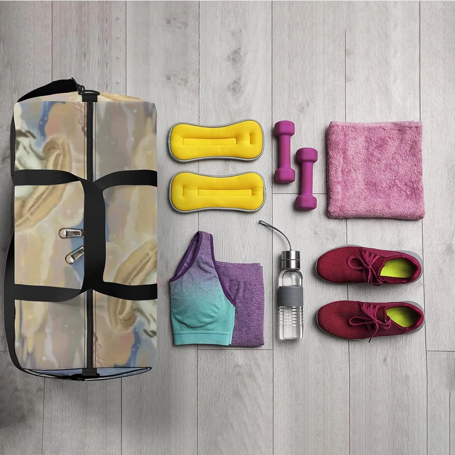 Sports Gym Bag for Women and Men Waterproof Bright Colourful Sky Duffel Bag Lightweight Carryon Traveling Boarding Gripsack