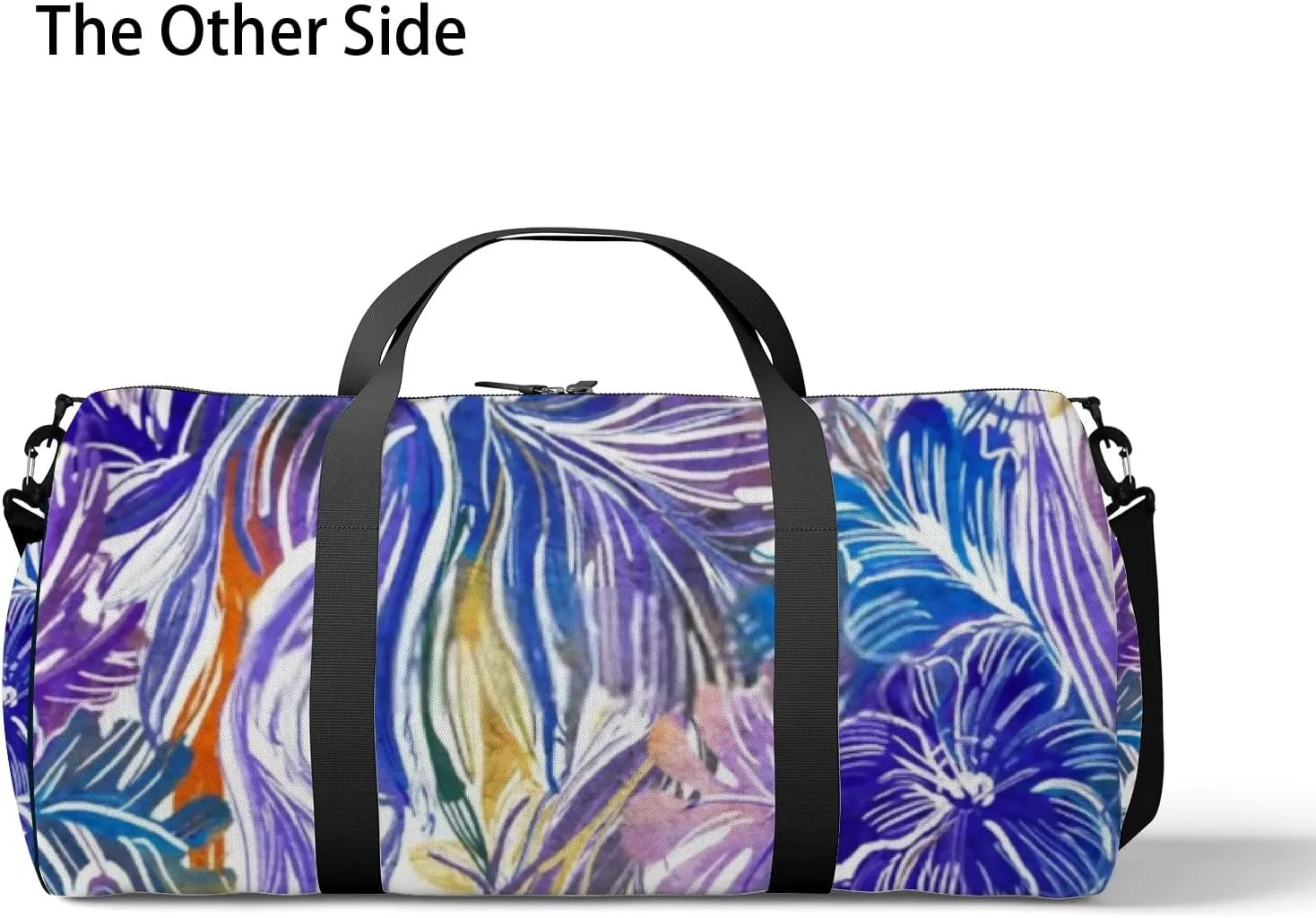Sports Gym Bag for Women and Men Waterproof Bright Tropical Flowers Summer Purple Duffel Bag Lightweight Carryon Traveling Boarding Gripsack