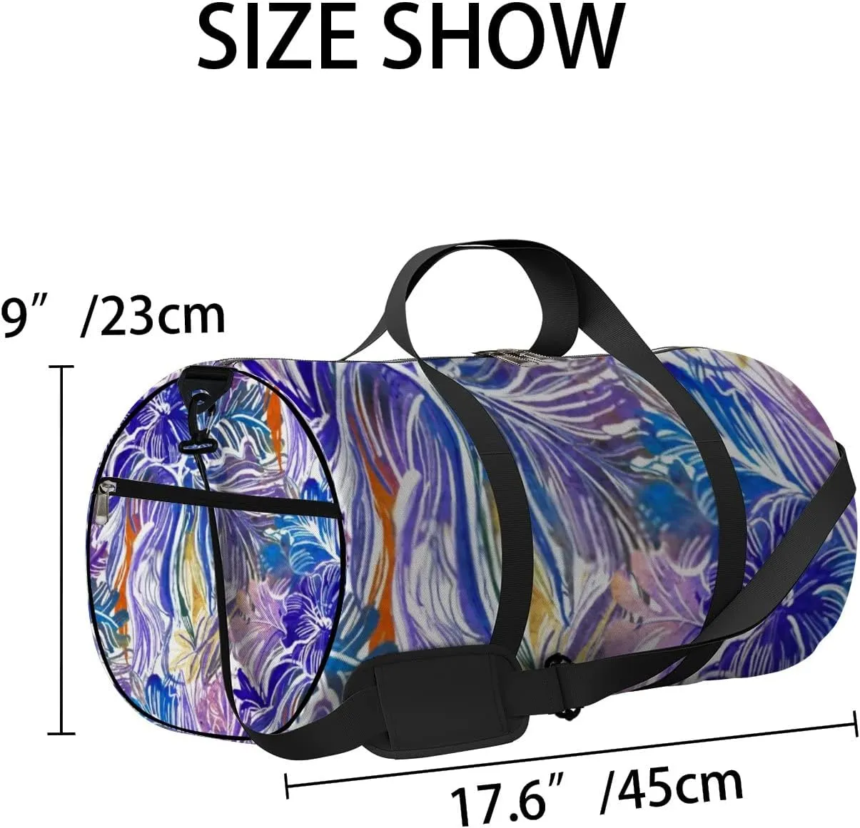 Sports Gym Bag for Women and Men Waterproof Bright Tropical Flowers Summer Purple Duffel Bag Lightweight Carryon Traveling Boarding Gripsack