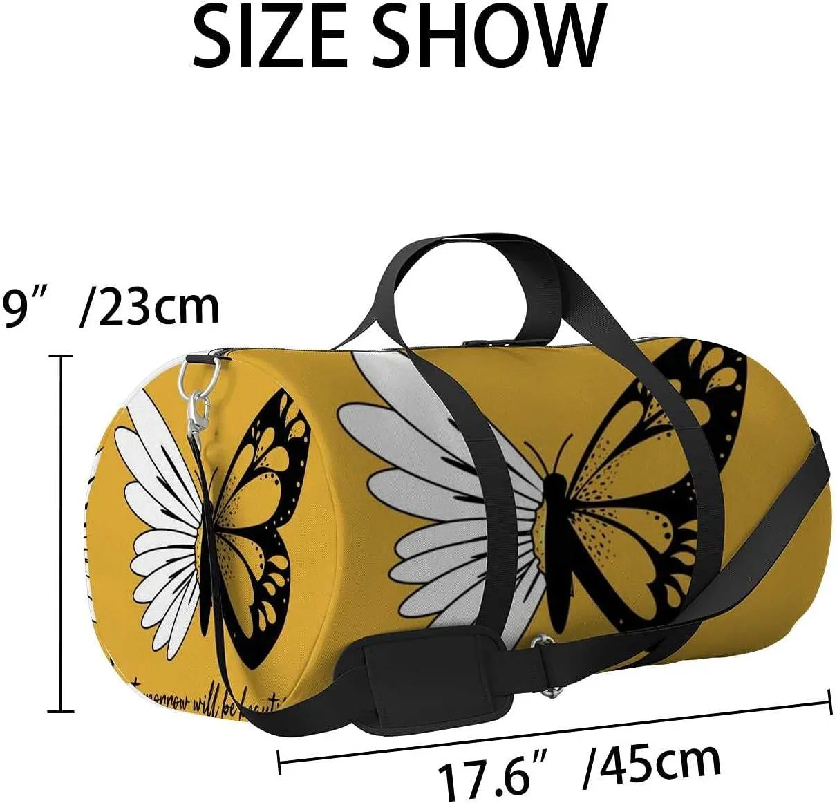 Sports Gym Bag for Women and Men Waterproof Butterflies Daisy Flower Duffel Bag Lightweight Carryon Traveling Boarding Gripsack