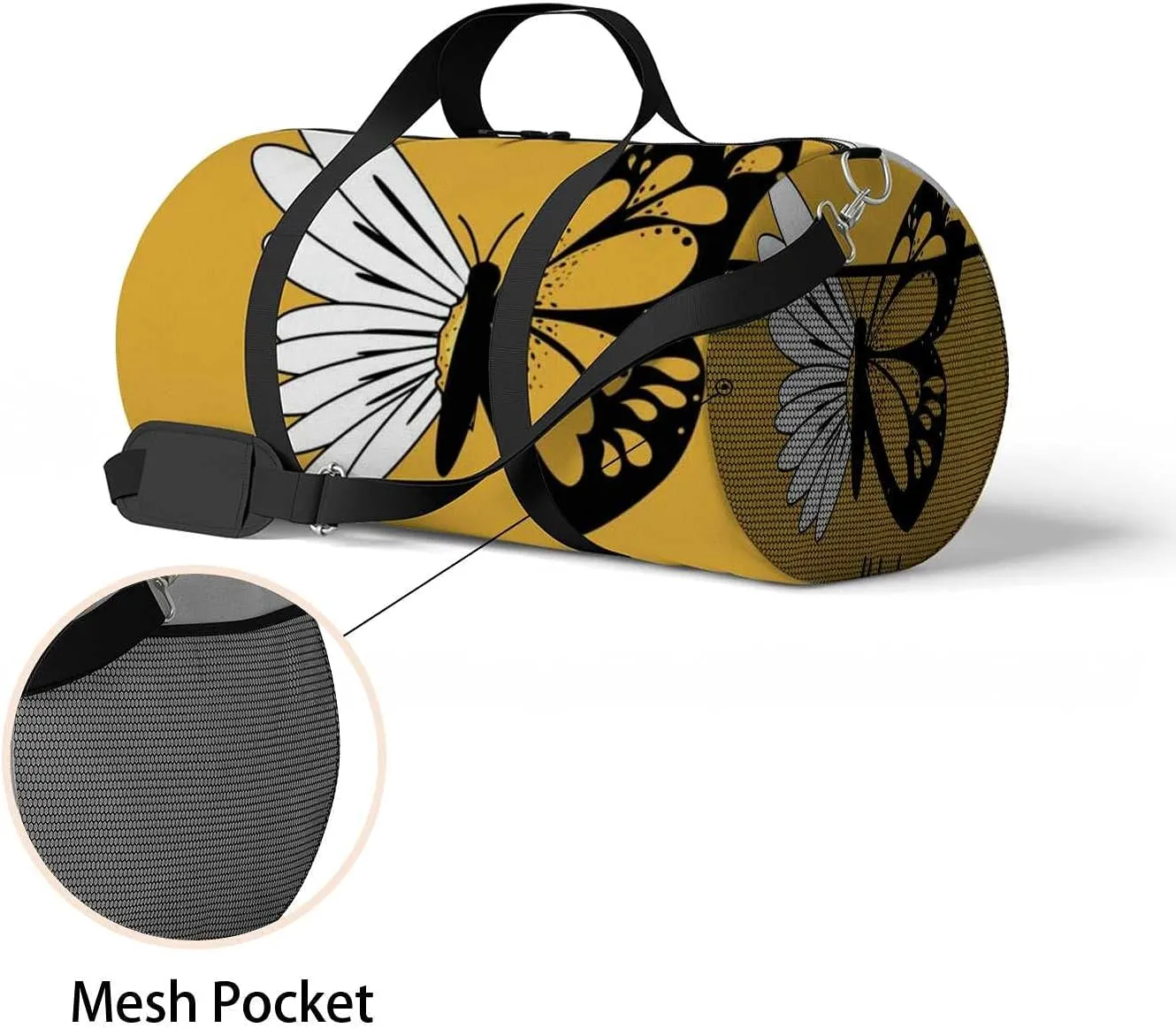 Sports Gym Bag for Women and Men Waterproof Butterflies Daisy Flower Duffel Bag Lightweight Carryon Traveling Boarding Gripsack
