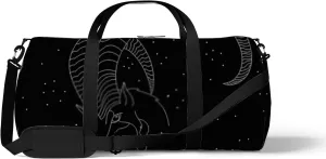 Sports Gym Bag for Women and Men Waterproof Capricorn Zodiac White Black Duffel Bag Lightweight Carryon Traveling Boarding Gripsack