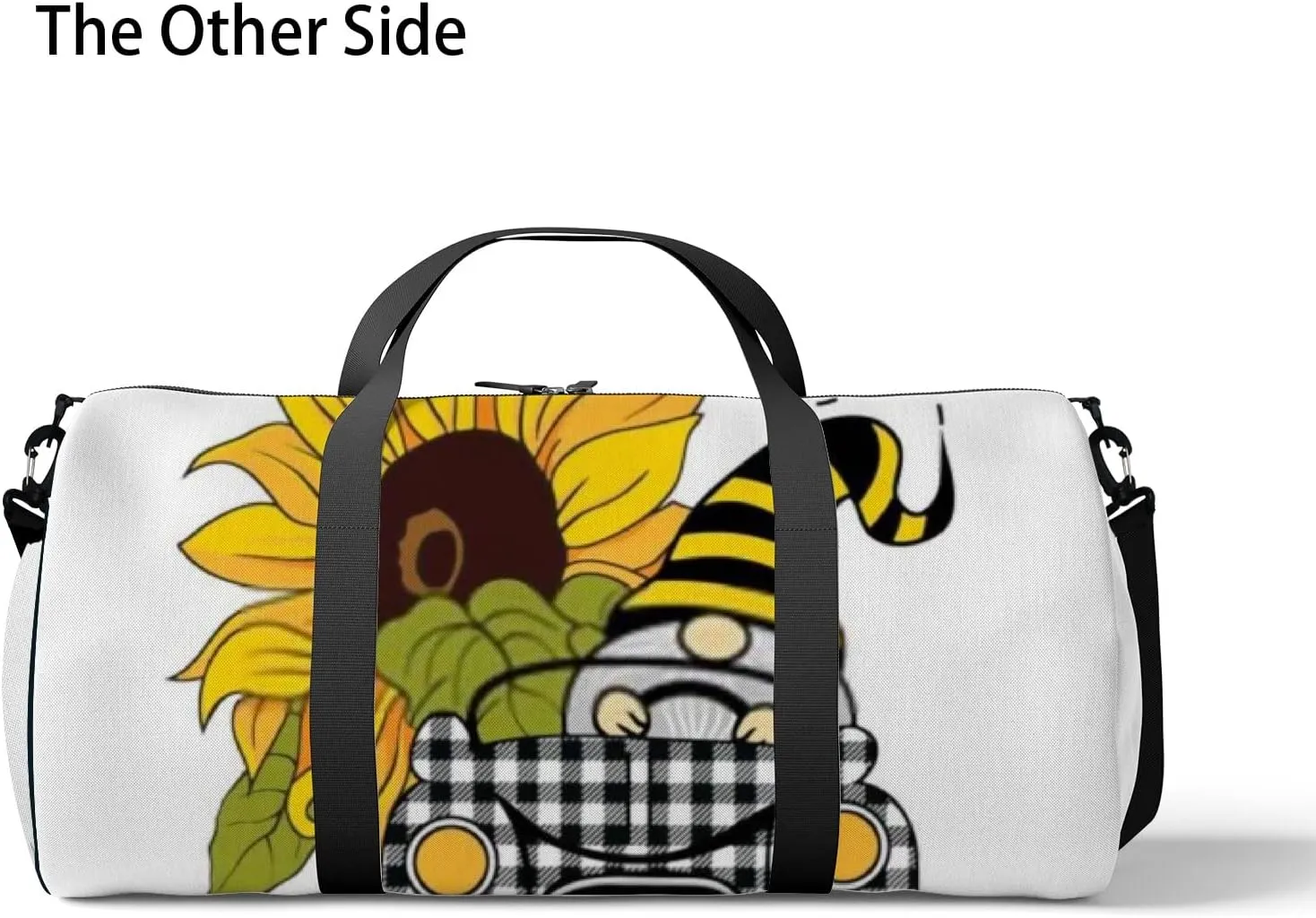 Sports Gym Bag for Women and Men Waterproof Cartoon Bright Sunflower Bee Duffel Bag Lightweight Carryon Traveling Boarding Gripsack