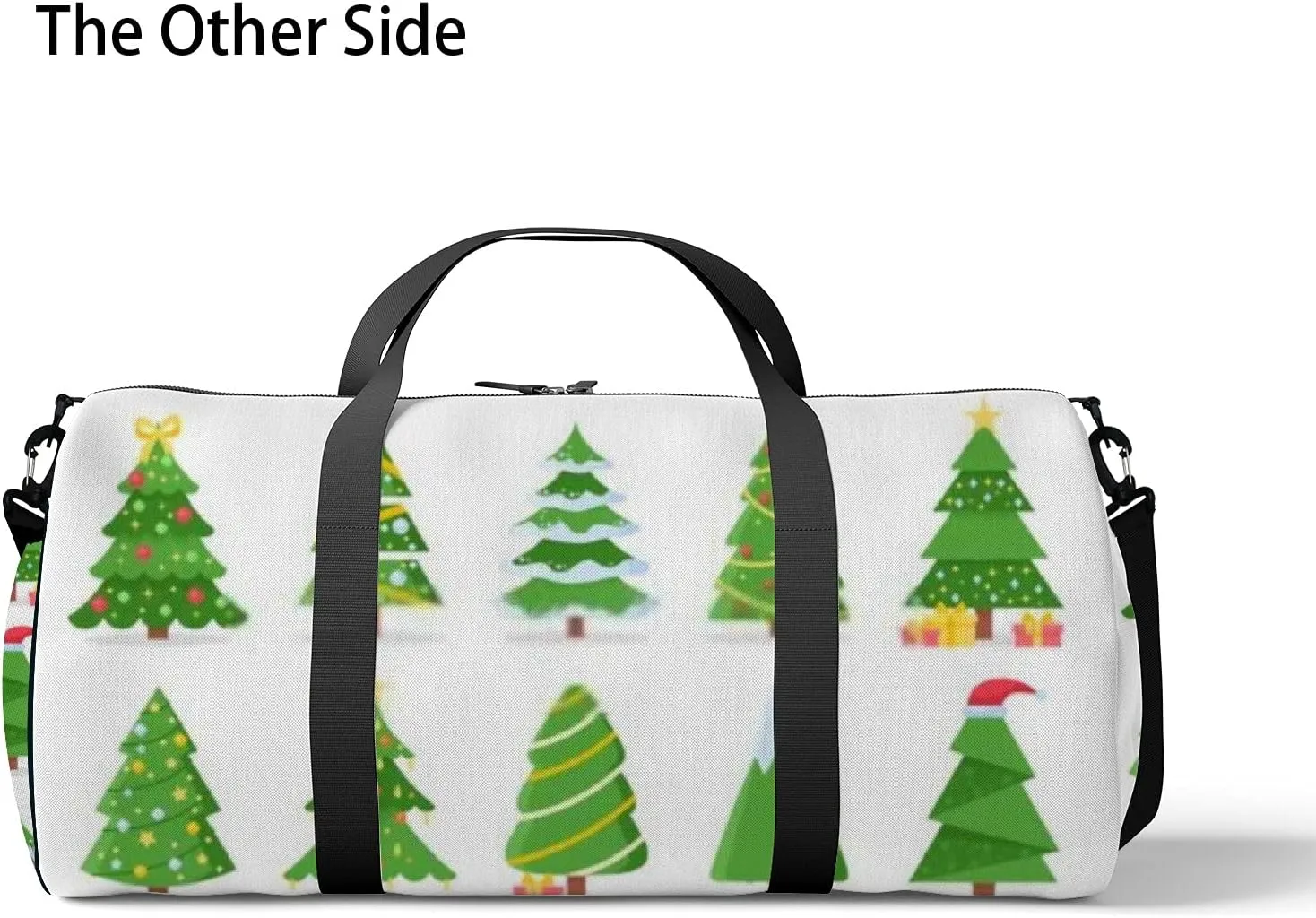 Sports Gym Bag for Women and Men Waterproof Cartoon Christmas Trees Green Duffel Bag Lightweight Carryon Traveling Boarding Gripsack