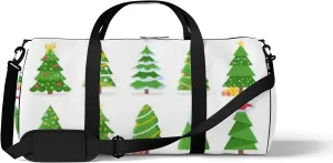 Sports Gym Bag for Women and Men Waterproof Cartoon Christmas Trees Green Duffel Bag Lightweight Carryon Traveling Boarding Gripsack