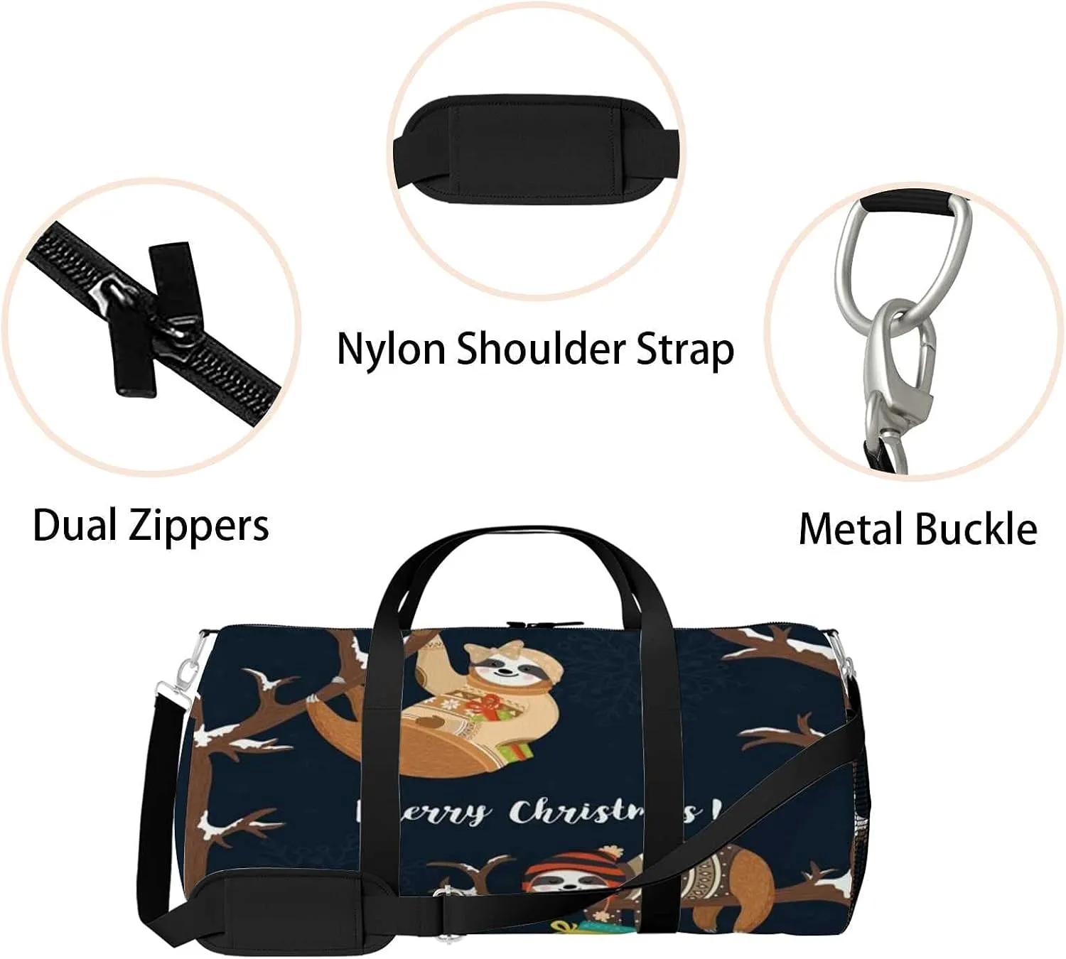 Sports Gym Bag for Women and Men Waterproof Cute Baby Sloths Funny Dressed Duffel Bag Lightweight Carryon Traveling Boarding Gripsack