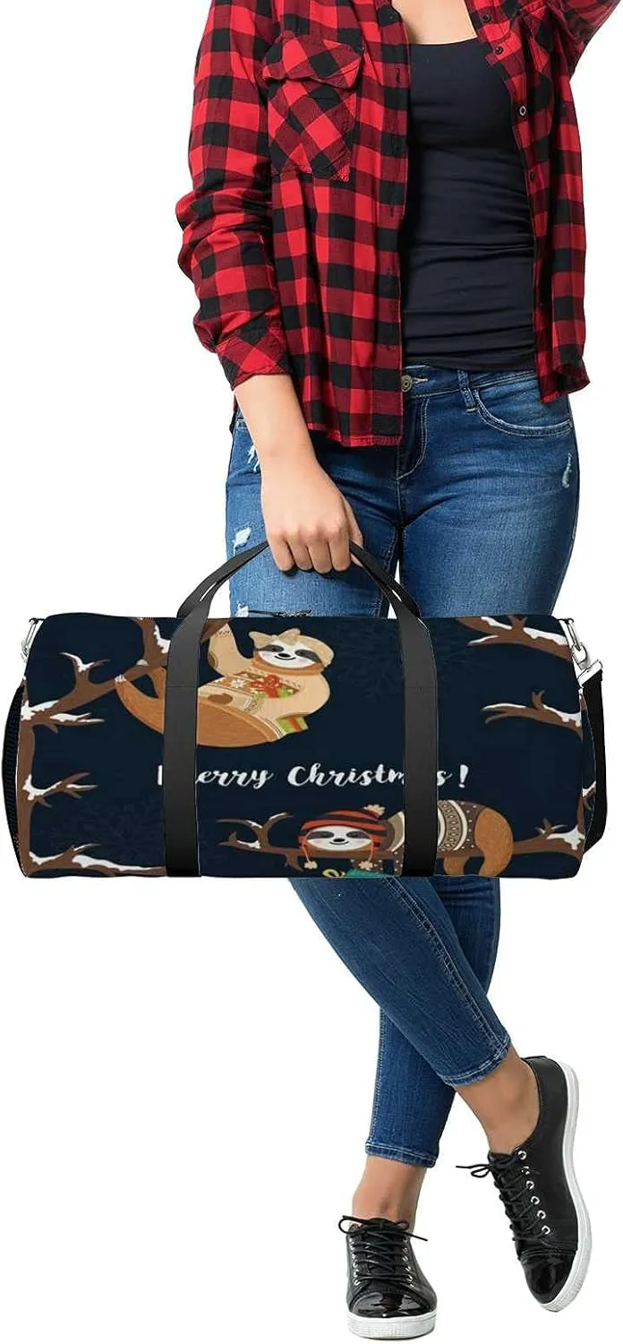 Sports Gym Bag for Women and Men Waterproof Cute Baby Sloths Funny Dressed Duffel Bag Lightweight Carryon Traveling Boarding Gripsack