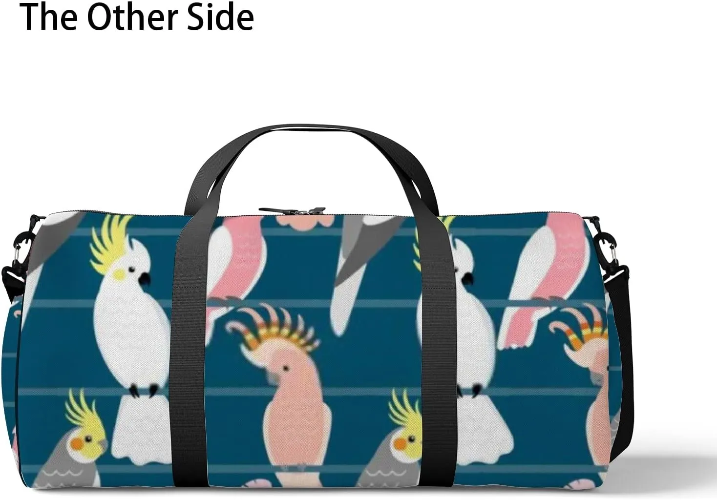 Sports Gym Bag for Women and Men Waterproof Cute Cartoon Parrots Dark Blue Duffel Bag Lightweight Carryon Traveling Boarding Gripsack