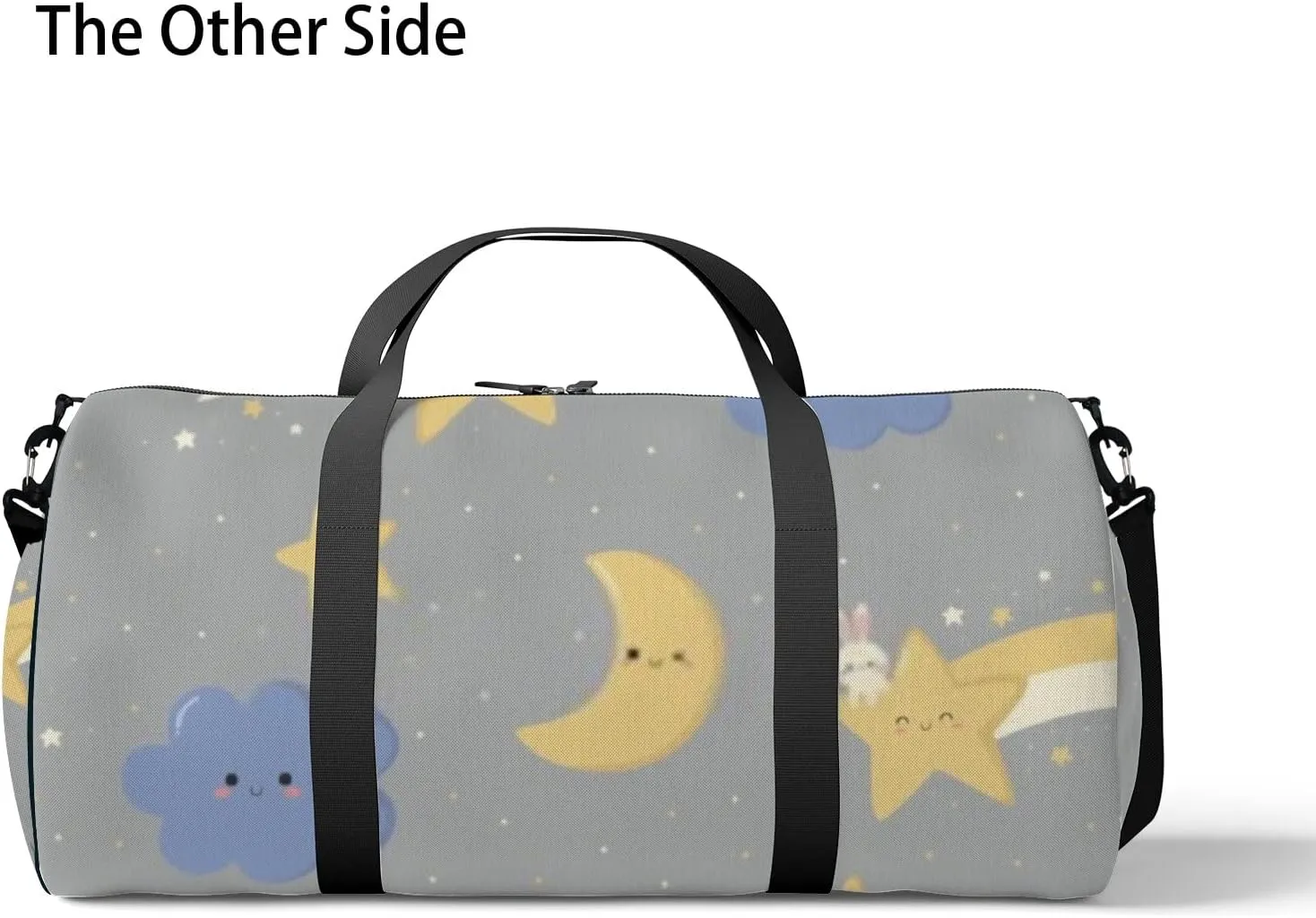 Sports Gym Bag for Women and Men Waterproof Cute Cloud Star Night Sky Cartoon Grey Duffel Bag Lightweight Carryon Traveling Boarding Gripsack