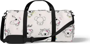 Sports Gym Bag for Women and Men Waterproof Cute Doodle Koala Bear Pattern Duffel Bag Lightweight Carryon Traveling Boarding Gripsack
