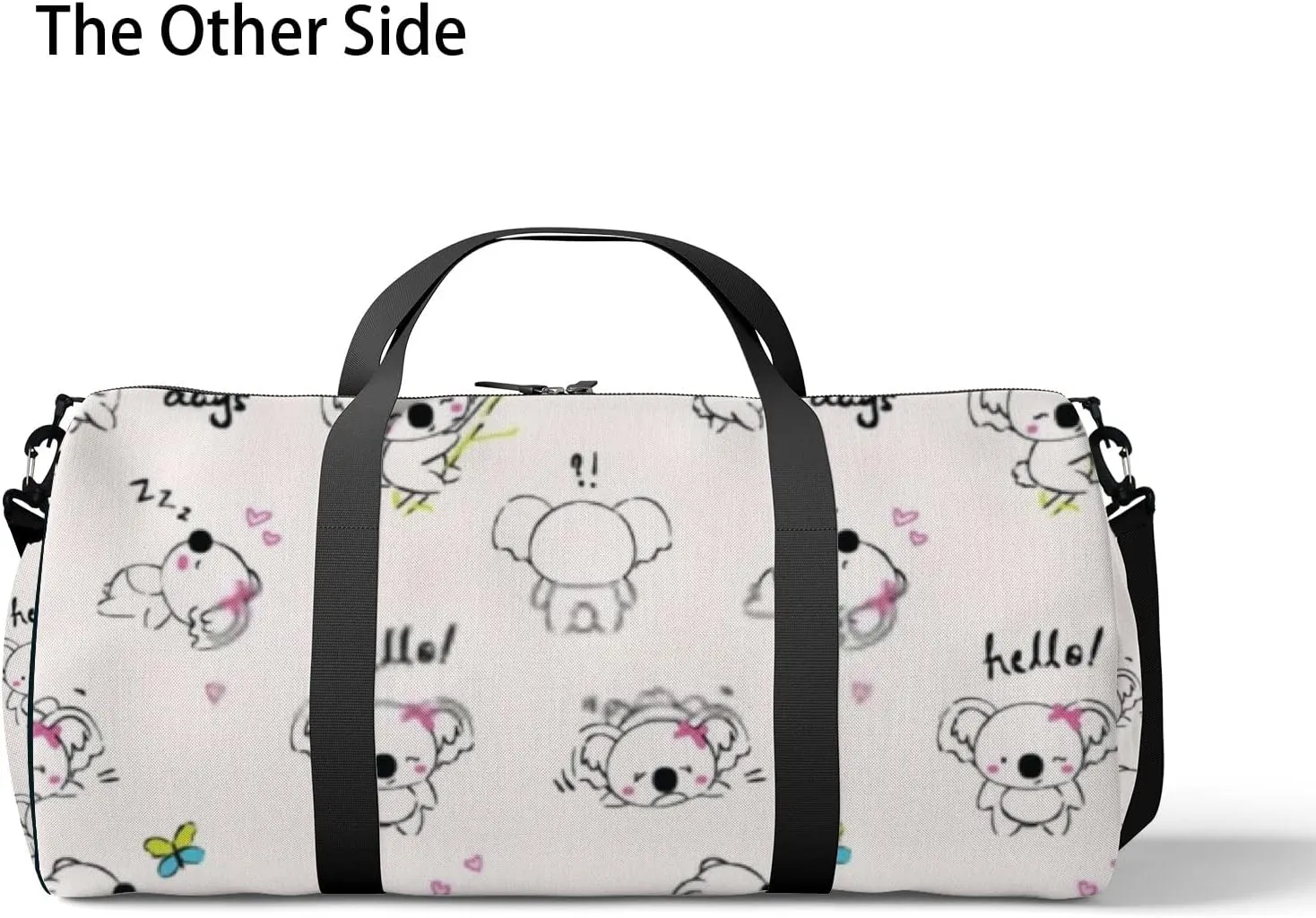 Sports Gym Bag for Women and Men Waterproof Cute Doodle Koala Bear Pattern Duffel Bag Lightweight Carryon Traveling Boarding Gripsack