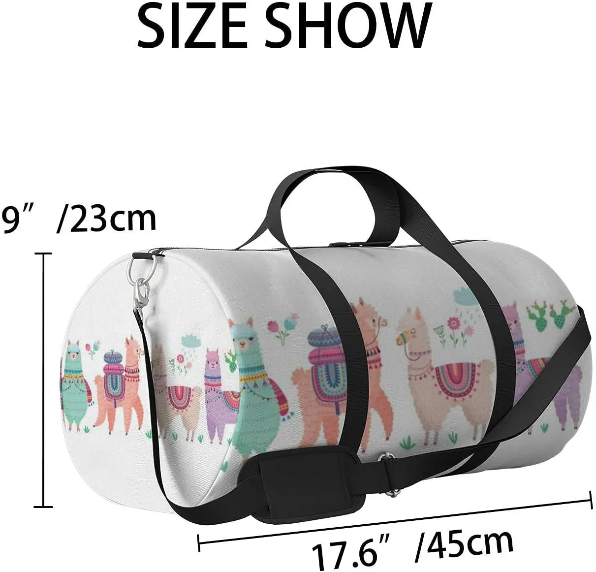Sports Gym Bag for Women and Men Waterproof Cute Llamas Funny Characters Duffel Bag Lightweight Carryon Traveling Boarding Gripsack