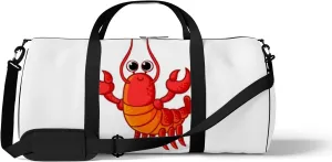 Sports Gym Bag for Women and Men Waterproof Cute Red Lobster Cartoon Style Duffel Bag Lightweight Carryon Traveling Boarding Gripsack