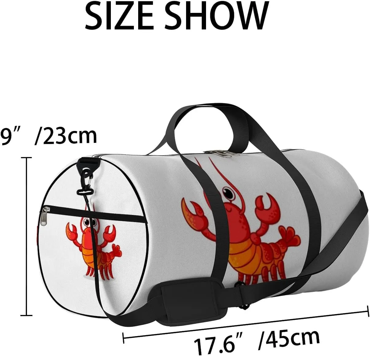 Sports Gym Bag for Women and Men Waterproof Cute Red Lobster Cartoon Style Duffel Bag Lightweight Carryon Traveling Boarding Gripsack