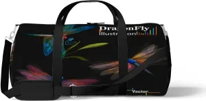 Sports Gym Bag for Women and Men Waterproof Dragonfly Set Three Dragonflies Illustration Duffel Bag Lightweight Carryon Traveling Boarding Gripsack