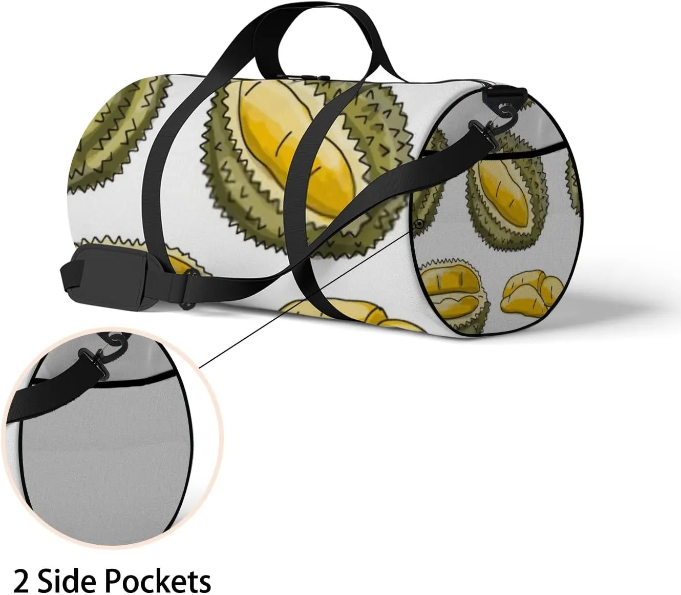 Sports Gym Bag for Women and Men Waterproof Durians Pattern Duffel Bag Lightweight Carryon Traveling Boarding Gripsack