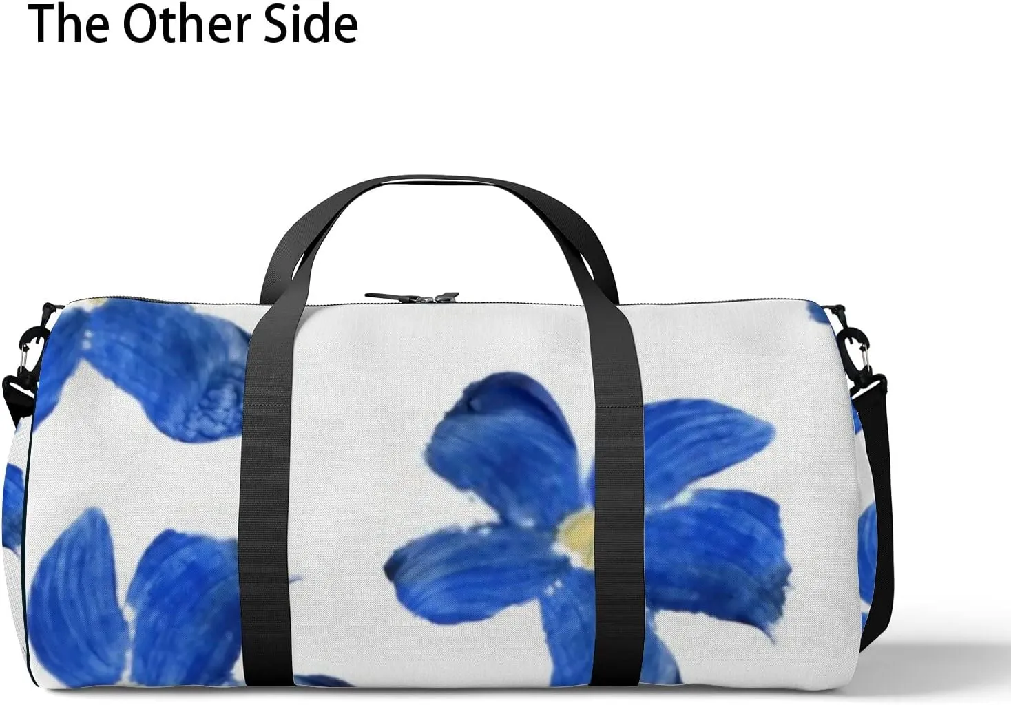 Sports Gym Bag for Women and Men Waterproof Floral Oil Painting Blue Duffel Bag Lightweight Carryon Traveling Boarding Gripsack