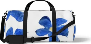 Sports Gym Bag for Women and Men Waterproof Floral Oil Painting Blue Duffel Bag Lightweight Carryon Traveling Boarding Gripsack