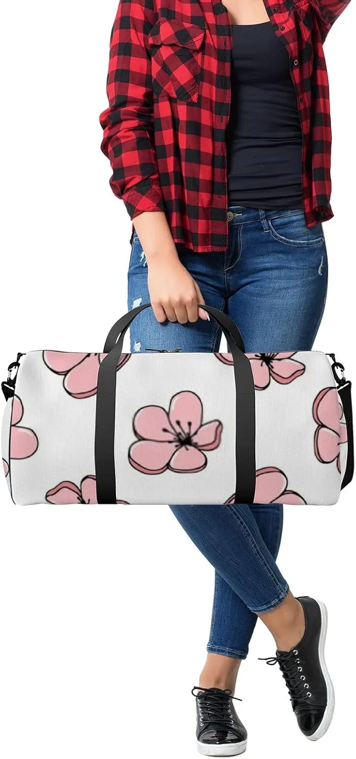 Sports Gym Bag for Women and Men Waterproof Floral Pattern Pastel Colors Duffel Bag Lightweight Carryon Traveling Boarding Gripsack