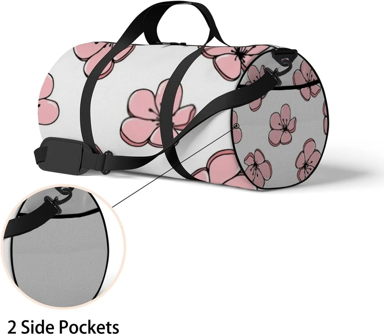 Sports Gym Bag for Women and Men Waterproof Floral Pattern Pastel Colors Duffel Bag Lightweight Carryon Traveling Boarding Gripsack