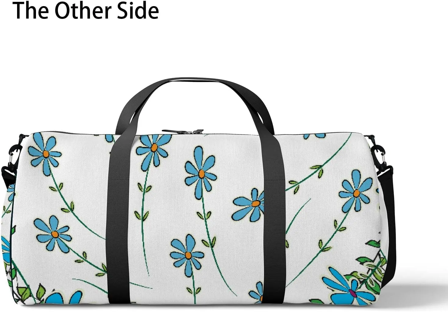 Sports Gym Bag for Women and Men Waterproof Flower Heart Shape Blue Green Duffel Bag Lightweight Carryon Traveling Boarding Gripsack