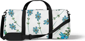 Sports Gym Bag for Women and Men Waterproof Flower Heart Shape Blue Green Duffel Bag Lightweight Carryon Traveling Boarding Gripsack