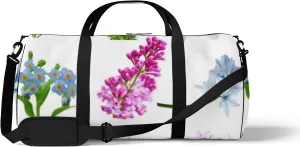 Sports Gym Bag for Women and Men Waterproof Flowers Collection Isolated White Duffel Bag Lightweight Carryon Traveling Boarding Gripsack